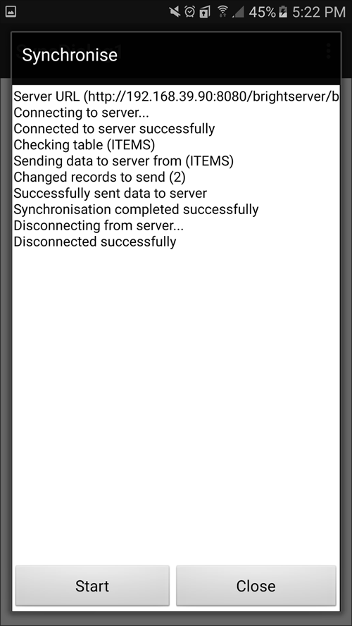 Synchronise data from server using Sync Dialog